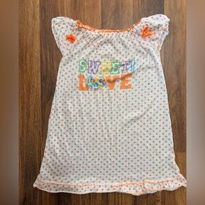 Vintage Kids Pajama Nightgown - White with Orange Polka Dots